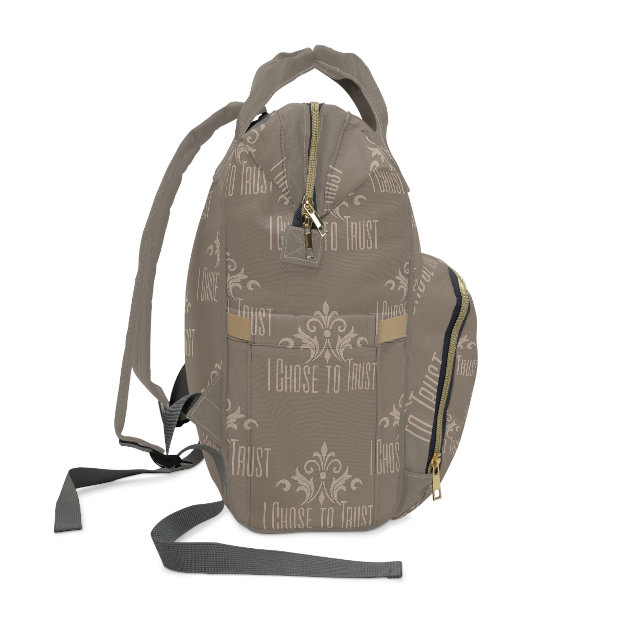Diaper Backpack — "I Chose to Trust" Patterned Multifunctional Baby Bag