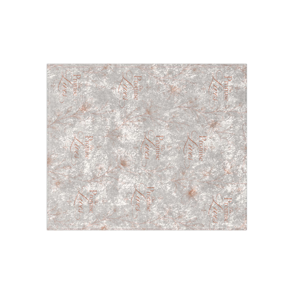 Crushed Velvet Throw Blanket — Luxe Rose Gold Texture Blanket with Subtle Script Pattern