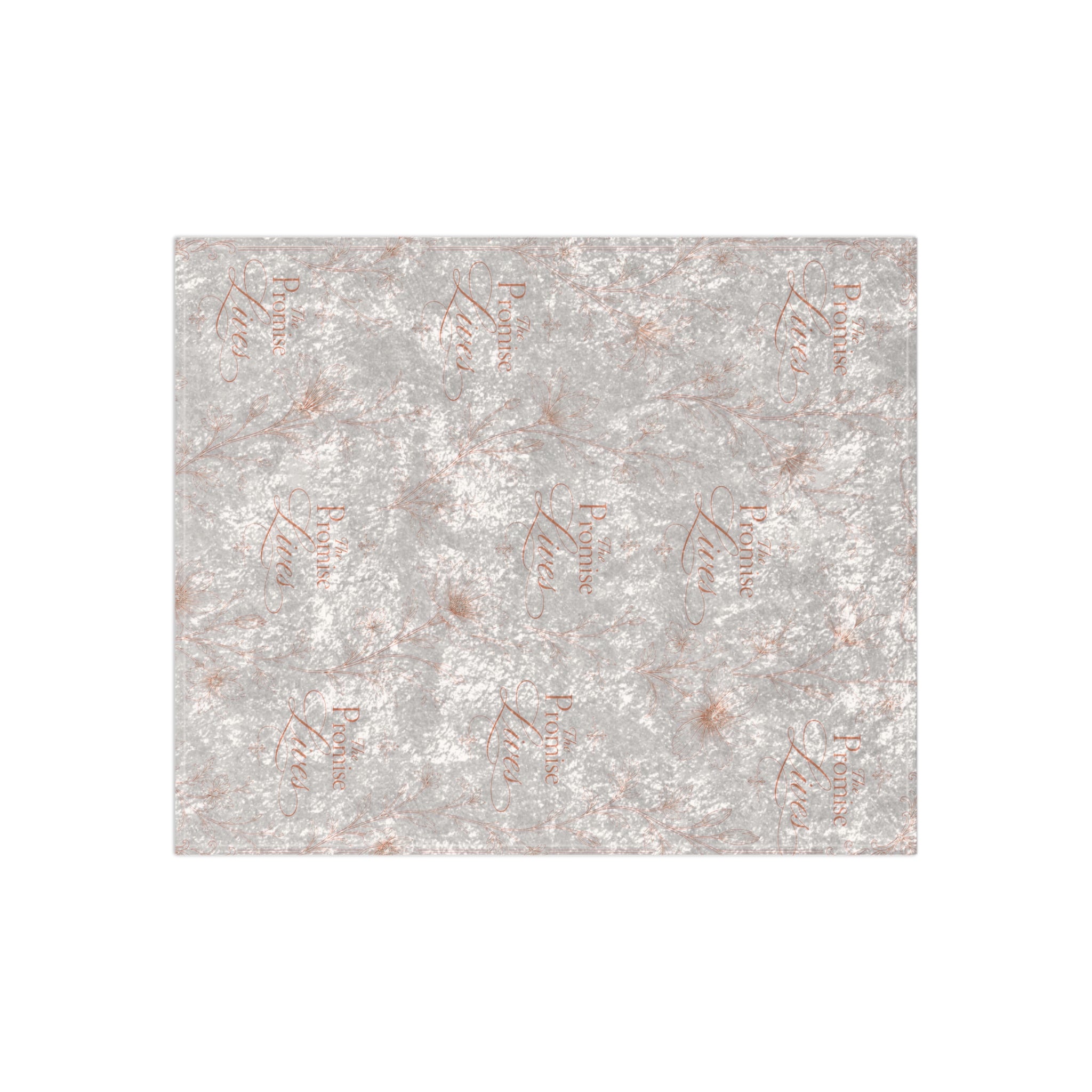 Crushed Velvet Throw Blanket — Luxe Rose Gold Texture Blanket with Subtle Script Pattern