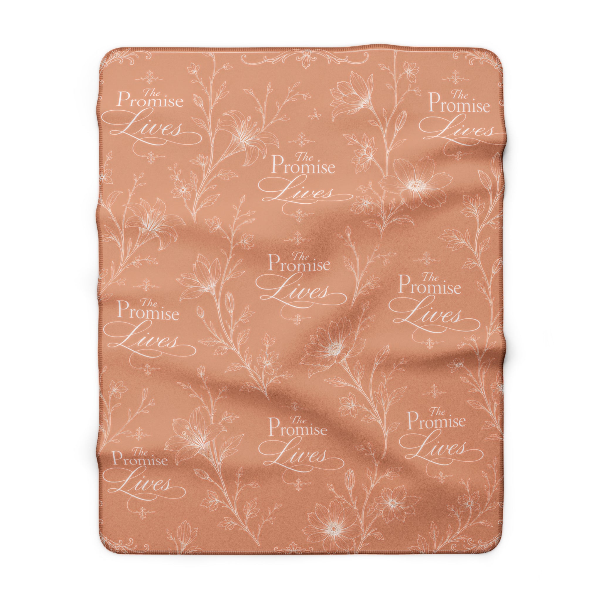 Sherpa Blanket — "The Promise Lives" Floral Cozy Throw