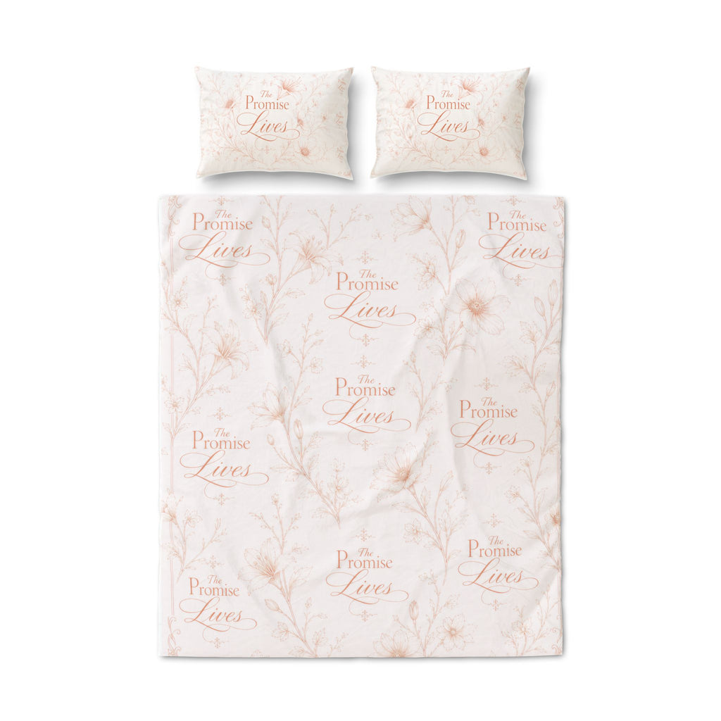 Floral 'I Promise Lives' Quilt Cover Set - 3-Piece Duvet & Pillowcase Bedding