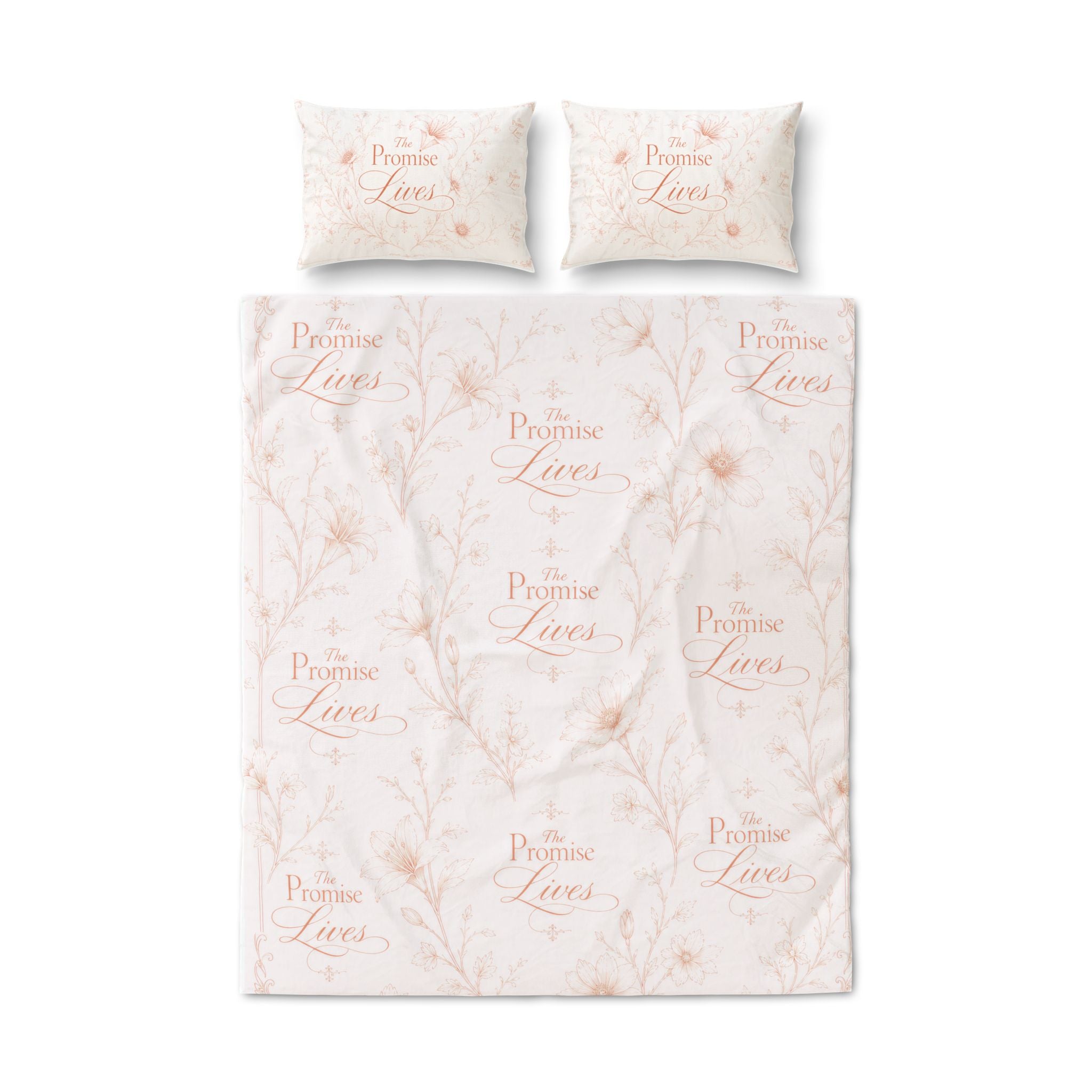 Floral 'I Promise Lives' Quilt Cover Set - 3-Piece Duvet & Pillowcase Bedding