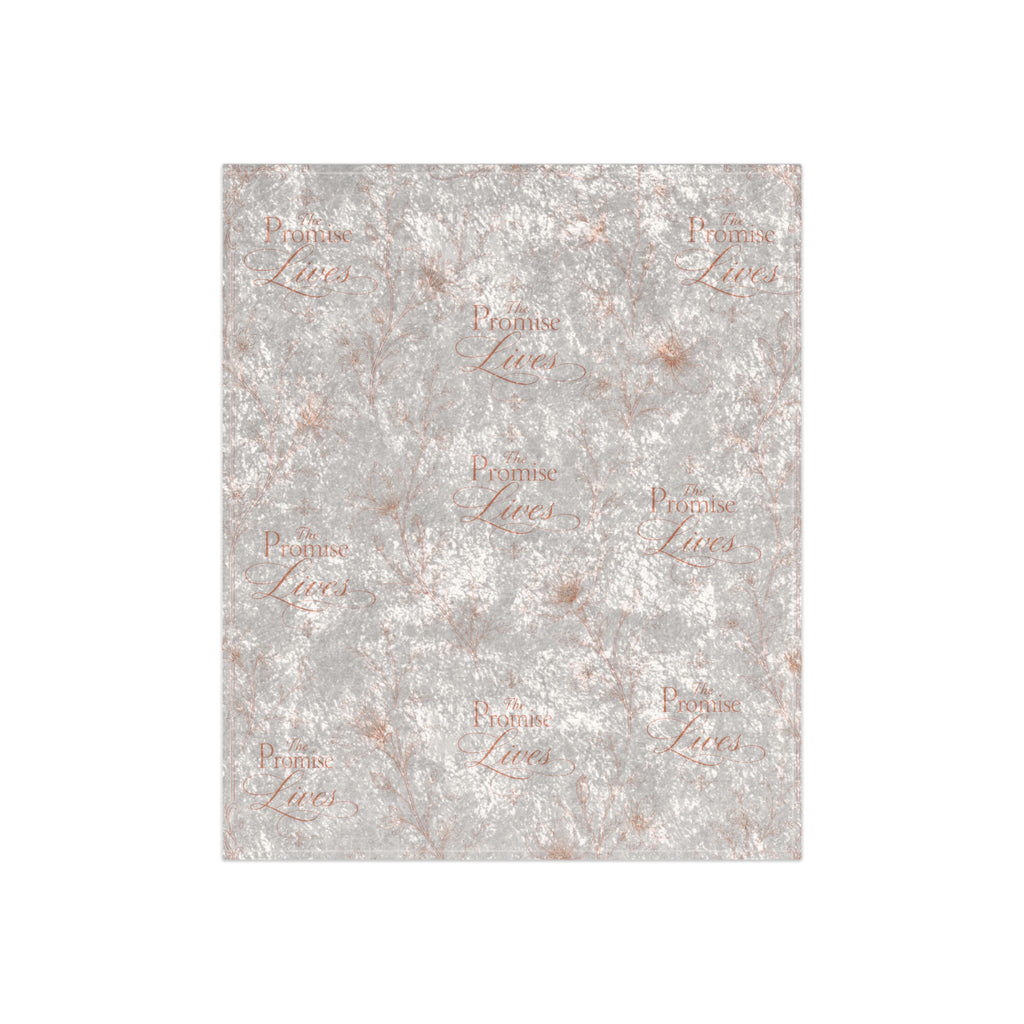Crushed Velvet Throw Blanket — Luxe Rose Gold Texture Blanket with Subtle Script Pattern