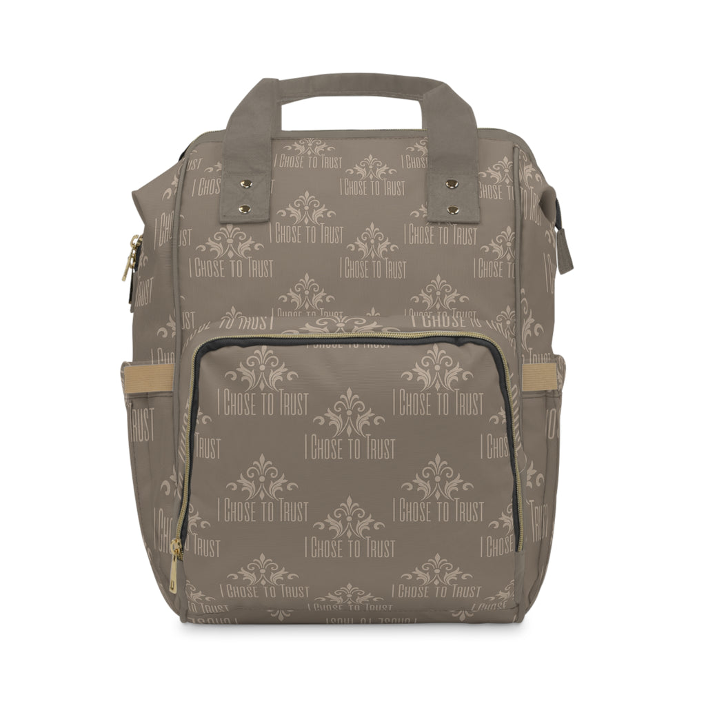 Diaper Backpack — "I Chose to Trust" Patterned Multifunctional Baby Bag