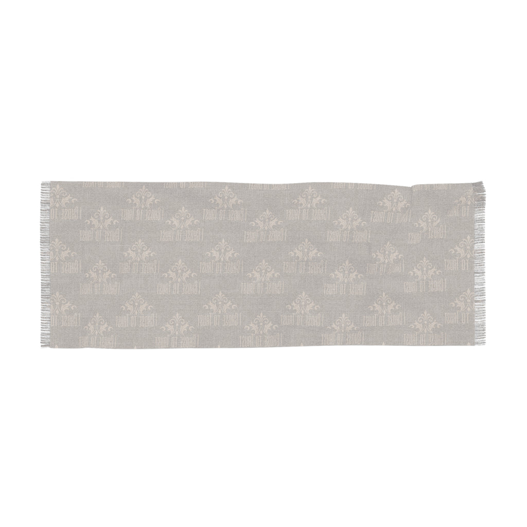Light Scarf - Neutral Floral Jacquard Fringe Scarf