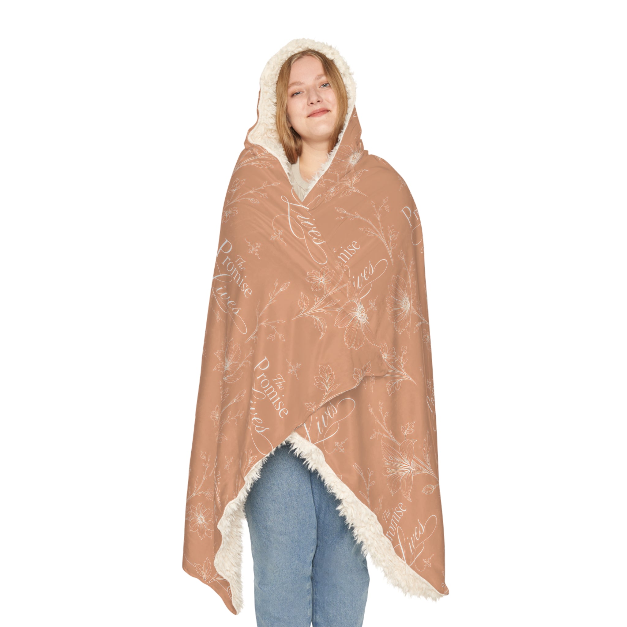 Hooded Snuggle Blanket – 'Promise Lives' Cozy Sherpa Throw, Warm Hoodie Wrap for Home & Gifts