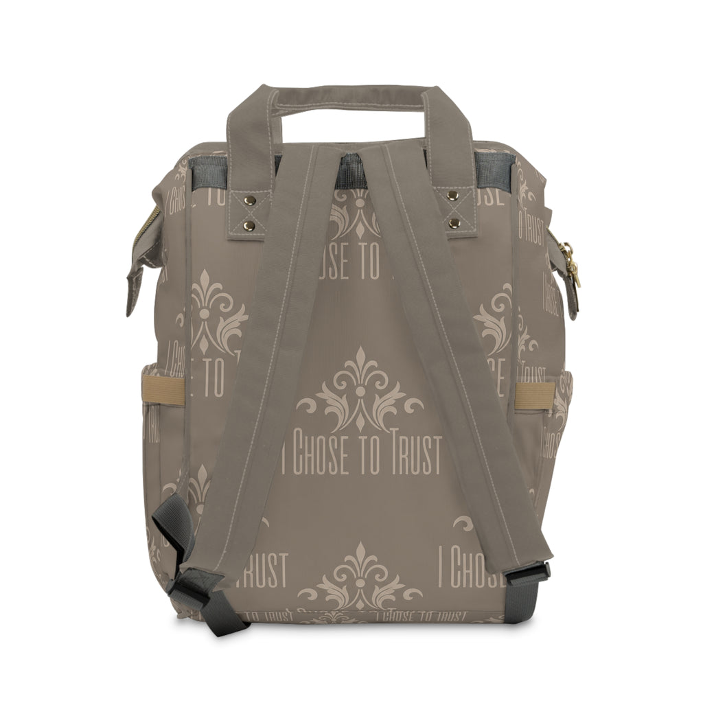 Diaper Backpack — "I Chose to Trust" Patterned Multifunctional Baby Bag