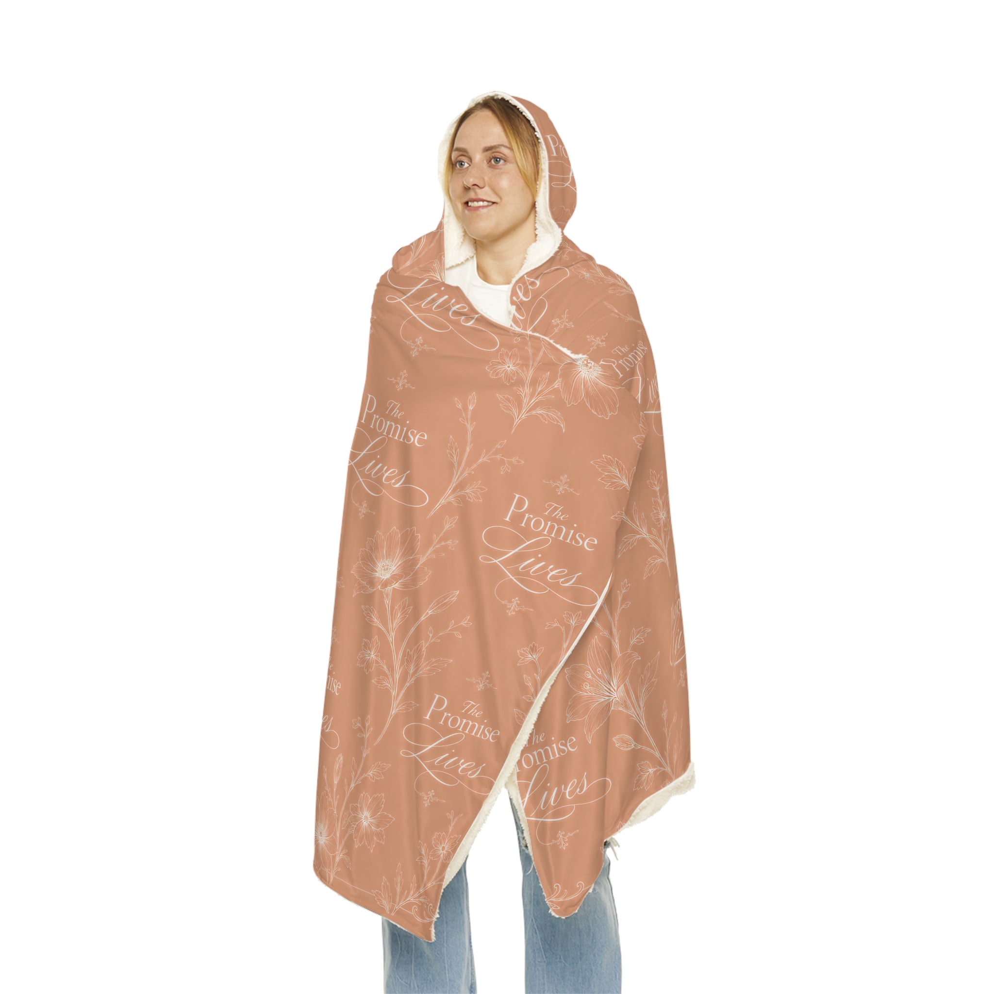 Hooded Snuggle Blanket – 'Promise Lives' Cozy Sherpa Throw, Warm Hoodie Wrap for Home & Gifts