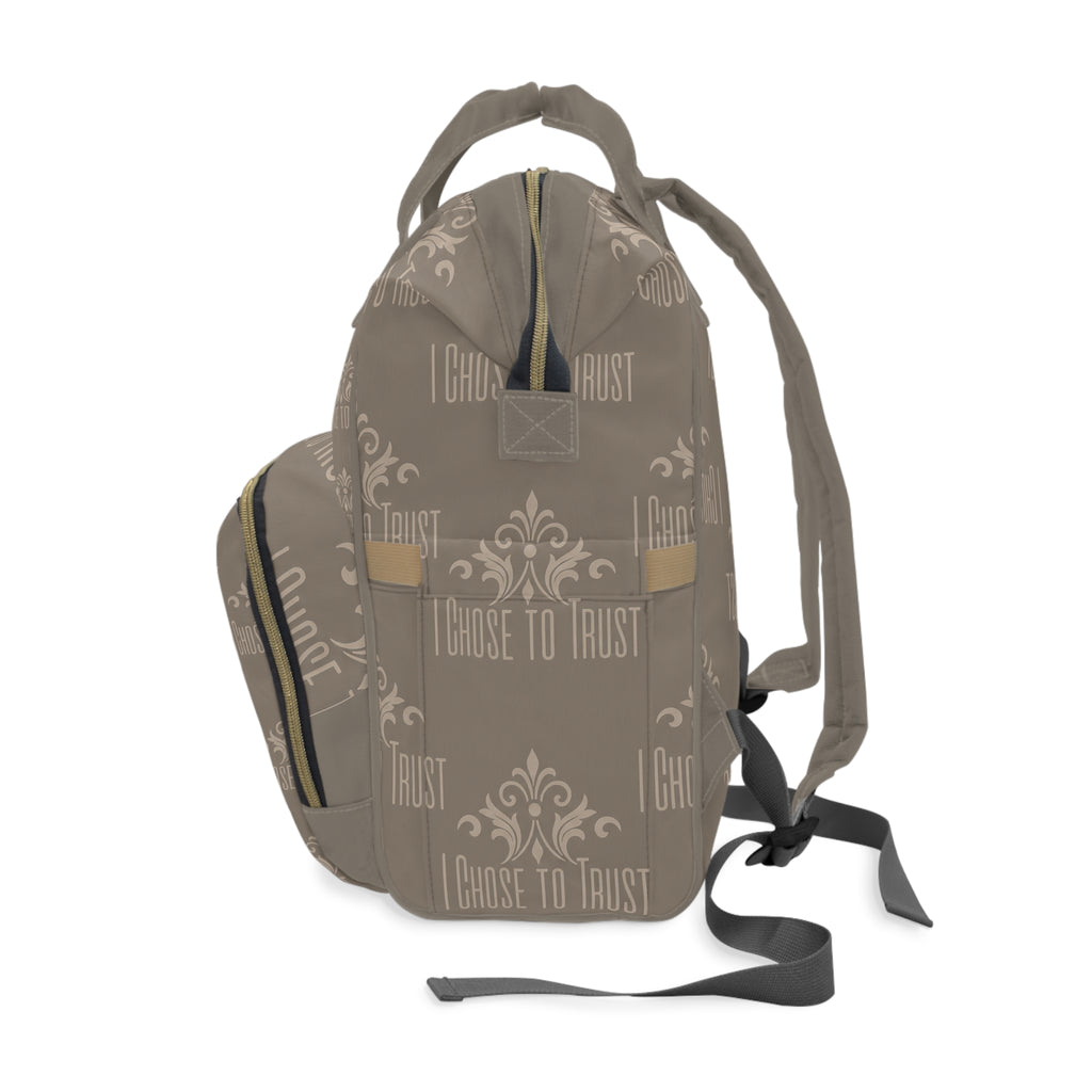 Diaper Backpack — "I Chose to Trust" Patterned Multifunctional Baby Bag